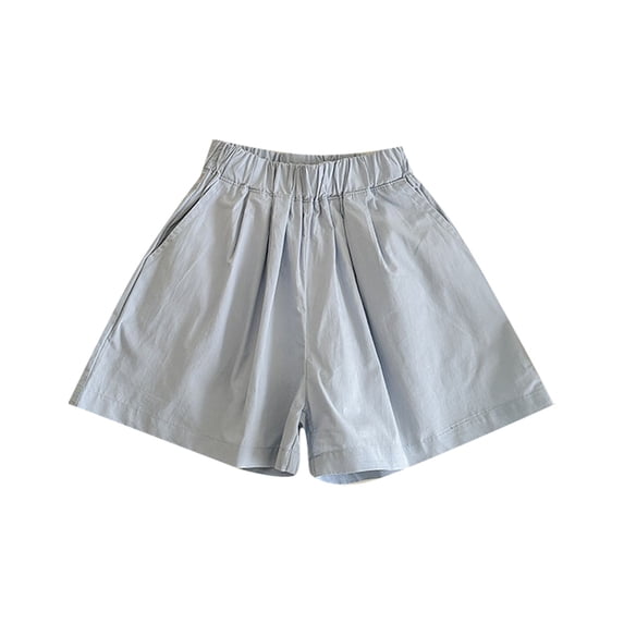 Aocisk Kids Pants Casual College Loose Shorts Elastic Waist Wide Leg Comfortable Child Summer Clothes Blue 10-11 Years
