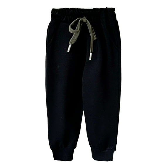 Aocisk Kids Sweatpants Soft Casual Straight Leg Athletic with Drawstring Pockets for Boys Girls Girls Trousers Black 6-7 Years