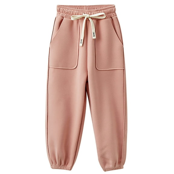 Aocisk Toddler Pants Athletic Active Jogger Sweatpants Thick Winter Warm Long Bottoms Girls Trousers Pink 12-18 Months