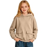 Drop Fit Fgnfyis Girls hoodie Solid Tone Pullover Drop Shoulder Seam Relaxed Fit ...