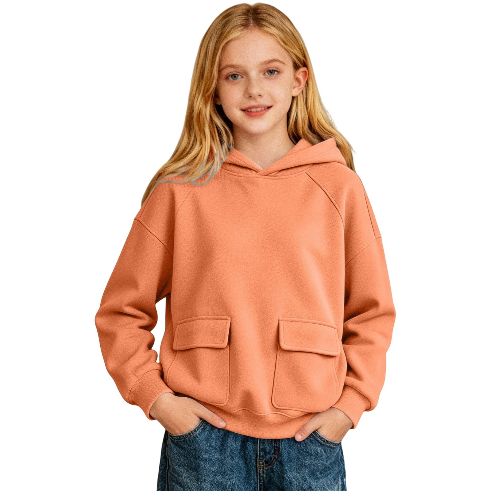 46 Rond Jacket Man Aocisk Girls hoodie Solid Tone Pullover Drop Shoulder Seam Relaxed Fit ...
