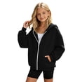 thumbnail image 1 of Aocisk Girls hoodies zip up Full Zip Jacket Raglan Sleeves Solid Color Drawstring Hood Casual Wear toddler zip up hoodie, 1 of 4