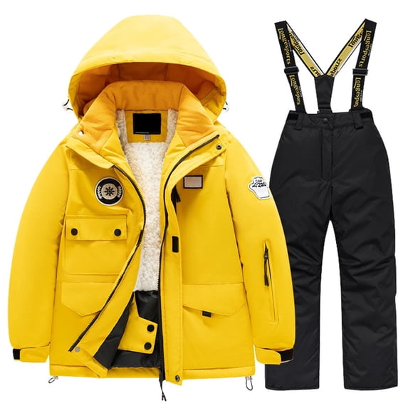 Fgnfyis Outfit for Kids Childrens Ski Suit Pocket Jacket and Pants Winter Windproof Snowboarding Warm Dark Gray 12-14 Years