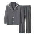 thumbnail image 1 of Aocisk Pajamas for Kids Kids Button Down Top and Pants Long Sleeve Soft Comfortable Cloth Sets Home Loungewear Sleepwear Outfit Sleepwear for Boys Grey 6-7 Years, 1 of 3