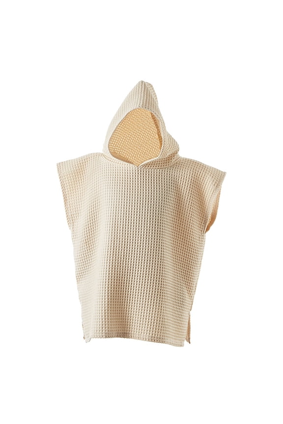 Sleepwear Kids Hooded Baby Poncho Towel Muslin Bath Poncho for Toddler Kids Beach Poncho Towels Bathrobe Swimwear Cover up Boys Pajama Sets Beige One Size