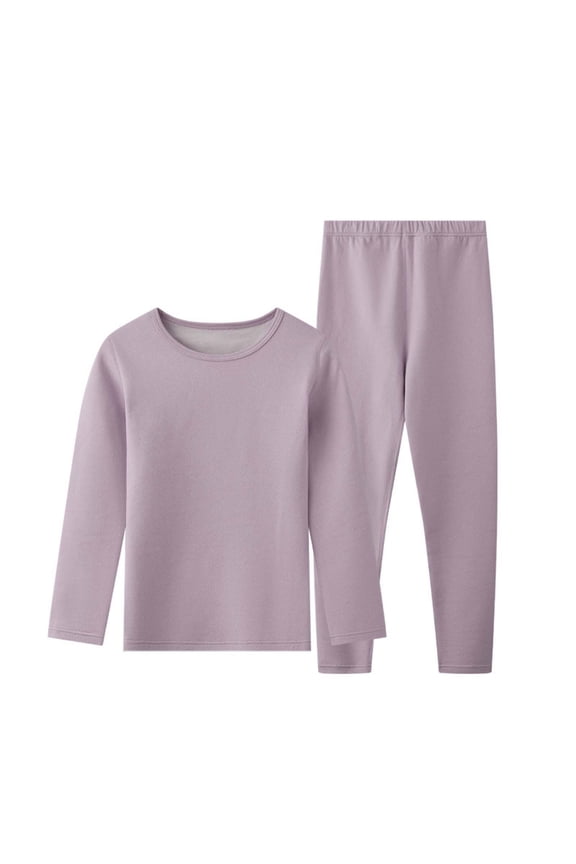 Sleepwear Kids Kids Thermal Underwear Winter Warm Lined Base Layer Top Bottom Seamless Comfortable Indoor Outdoor Wear Boys Sleepwear Purple 9-10 Years