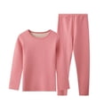 thumbnail image 1 of Aocisk Sleepwear Kids Kids Thermal Underwear Winter Warm Lined Base Layer Top Bottom Seamless Comfortable Indoor Outdoor Wear Boys Sleepwear Pink 11-12 Years, 1 of 6