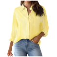 thumbnail image 1 of Aocisk Striped Button Down Shirts for Women Dressy Casual Long Sleeve Shirts Loose Fit V Neck Business Work Tunic Top Spring Cardigan Top with Pocket, 1 of 5