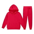 thumbnail image 1 of Aocisk Teens' Sets Boys Girls Fall Hoodie and Sweatpants Winter Playwear Long Sleeve Pullover with Pants Red 6-7 Years, 1 of 3