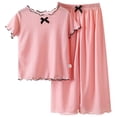 thumbnail image 1 of Fgnfyis Toddler Girl Outfits Summer Casual Pure Color Round Neck Ruffled Sleeve Top and Pants Wear Set Pink 12-18 Months, 1 of 8