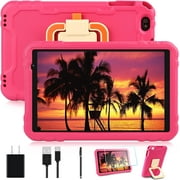 Aocwei Kids Tablets 10.1 inch Android 12 4GB RAM 64GB ROM Tab, Drop-Proof Case, HD IPS Touch, WiFi-Pink