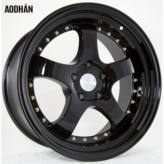 AodHan Wheels Rim AH-03 18x9.5 5x114.3 73.1CB +30 FULL BLACK (GOLD RIVET)