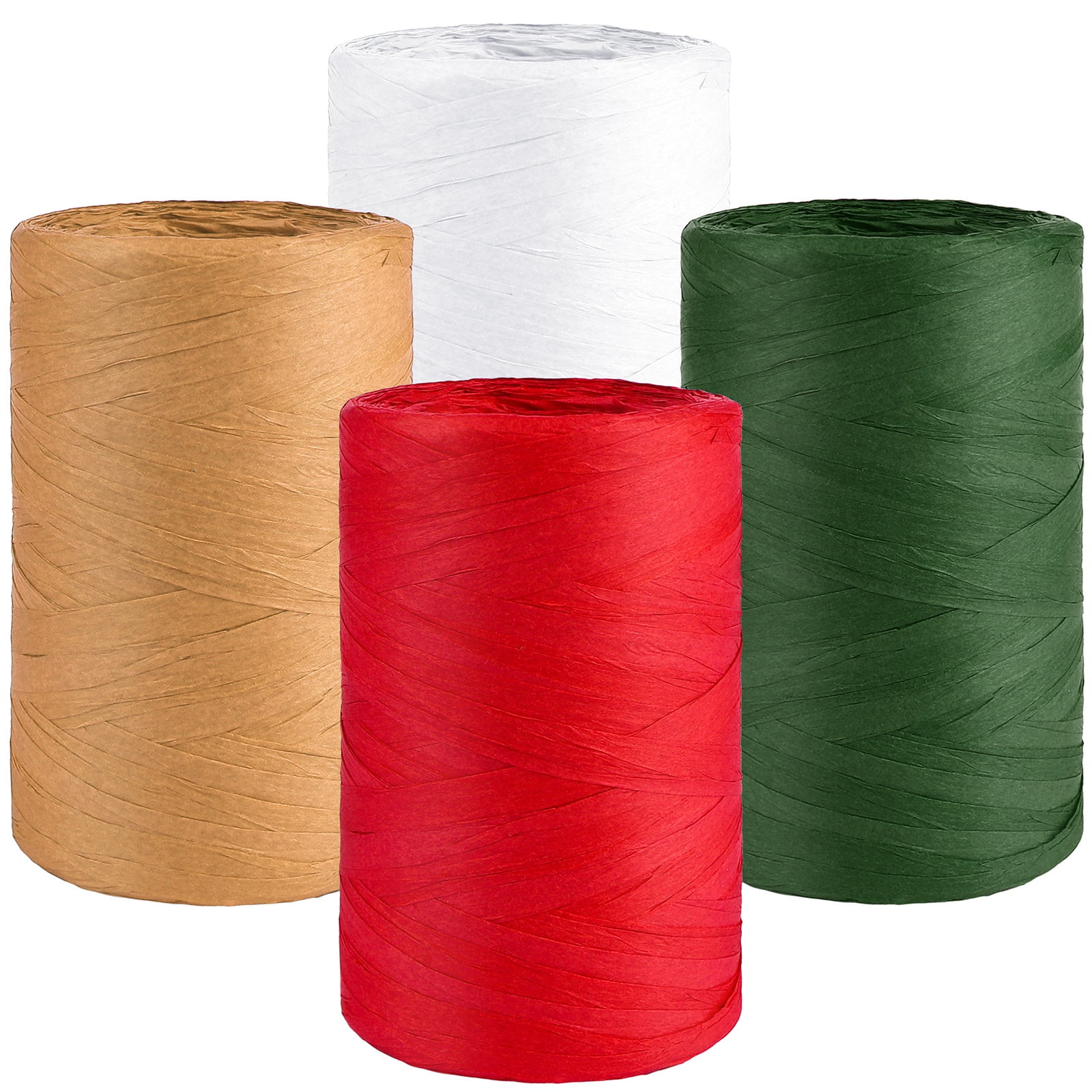 Aodaer 4 Rolls Christmas Raffia Paper Ribbon String Gift Wrapping