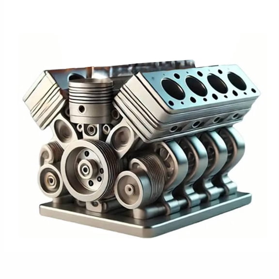 Aodebiao 1 Packs V8 Engine Model Car Pen Holder - 3D Printed Automotive Desk Organizer, Unique Gifts for Car Enthusiasts, Mechanics & Engineers (Realistic Mini Engine Design) (square-shaped)