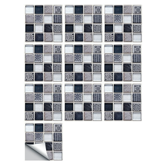 Aodebiao 10 Pcs Mediterranean Style Peel and Stick Wall Tile Decals - Waterproof Vinyl Stickers for Kitchen Backsplash, Bathroom, Stair Riser Decor - Spanish Floral Pattern - 4x4 Inch