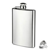Aodebiao 10oz Hip Flask for Liquor - 304 Stainless Steel Silver, Leakproof with Funnel & Never Lose Cap, Gift for Men Women Groomsmen, Camping, Wedding
