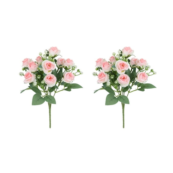 Aodebiao 2-Pack Silk Artificial Roses Bouquet - Realistic Peach Wedding Centerpiece with Lifelike Petals, DIY Floral Arrangements for Table Decor/Home/Events (Eternal Roses No Watering)