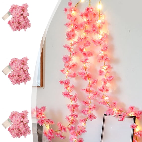 Aodebiao 20 LED Cherry Blossom String Lights 2M Battery Operated Fairy Lights Warm White Vines Decorative Lights for Home Bedroom Party Courtyard Wedding Indoor Outdoor Decor