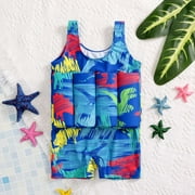 Aodebiao 2024 Toddler Baby Items Girls Boys Float Suit One-piece Swimwear Rashguard Sleeveless Vest Buoyancy Swimsuit