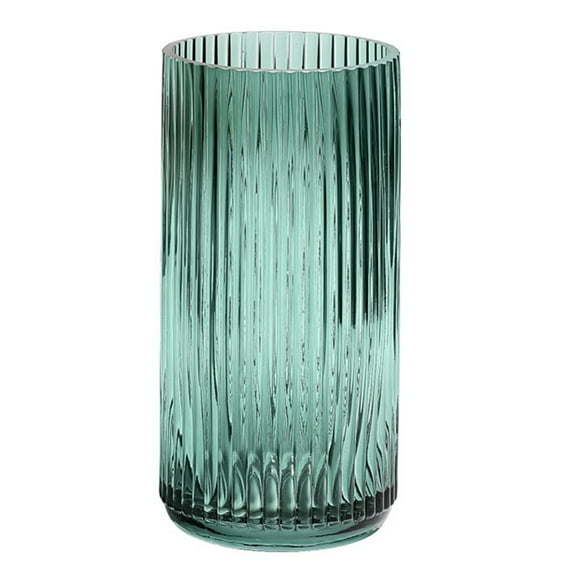 Tineasur Dark Green Glass Vase for Home Decor, Elegant 1 Piece Decorative Flower Vase for Living Room and Office