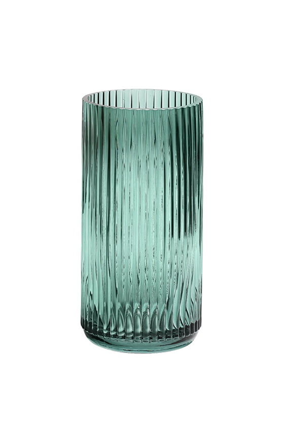 Dark Green Glass Vase for Home Decor, Elegant 1 Piece Decorative Flower Vase for Living Room and Office