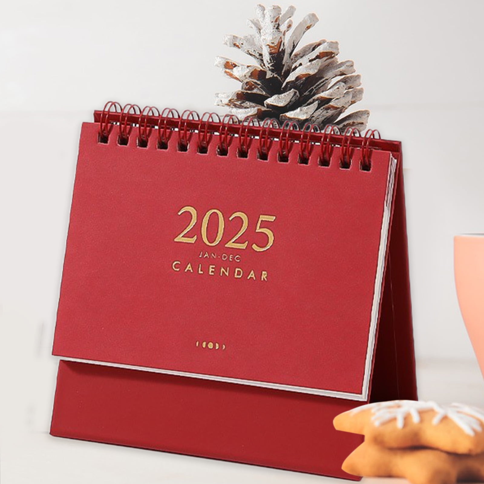 Aodebiao 2025 Standing Flip Desk Calendar – Mini Daily Planner with Writing Space for Office, School & Home Decor | Cute Motivational Organizer (Pink/Mint/Blue/Red/Green)​​
