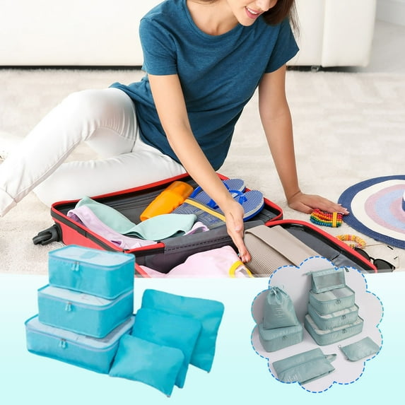 Aodebiao 6-Piece Travel Organizer Set - Multi-Functional Packing Cubes for Luggage, Lightweight Storage Bags (Black) - Suitcase Essentials for Vacation & Business Trips