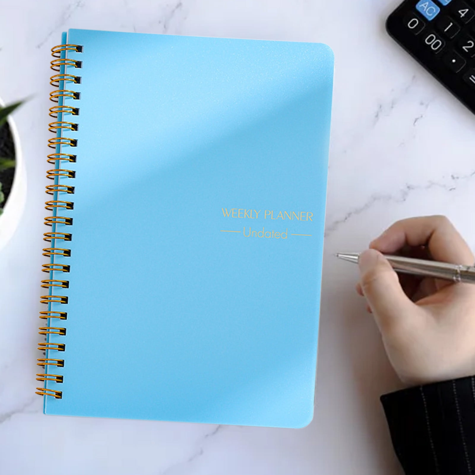 Aodebiao A5 Weekly Planner 2023-2024 – Hardcover with Coil Binding, 52 Weeks for Daily Scheduling & Notes | Durable, Portable (Pink/Black/Blue)​​