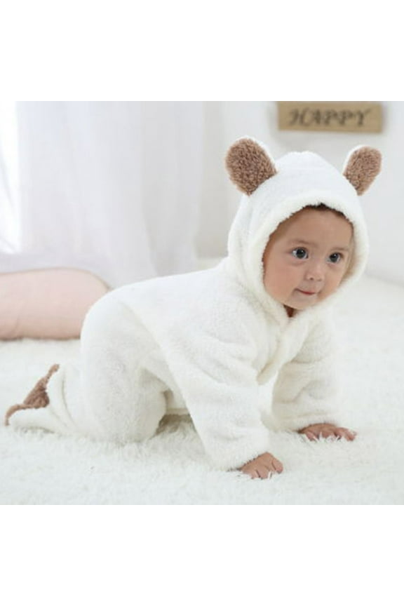 Baby Clothes Toddler Baby Boys Girls Color Plush Cute Bear Ears Winter Keep Warm Jumpsuit Romper