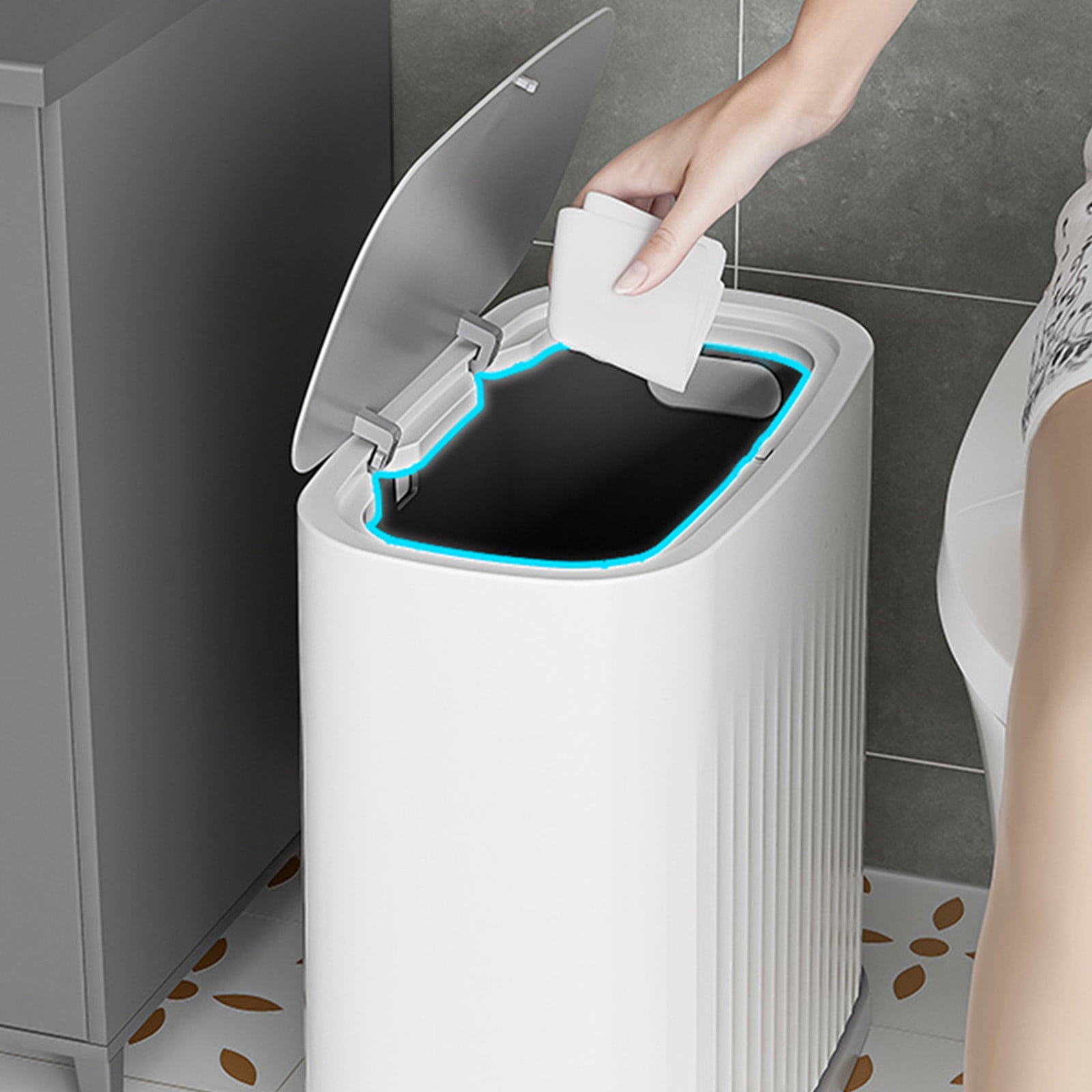 Aodebiao Bathroom Trash Can with Lid,12.40x10.83x7.09in Small Garbage ...