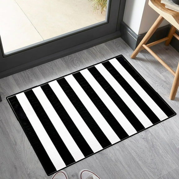 Aodebiao Black and White Outdoor Rug Woven Washable Striped Outdoor Rug,Farmhouse Front Porch Rug Decor,Welcome Layered Door Mats for Front Door Entryway Patio Kitchen