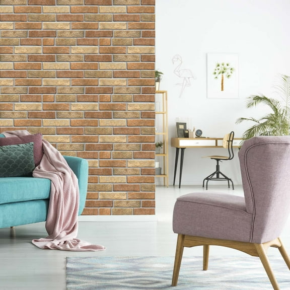 Aodebiao Brick Wall Panels Peel and Stick - 5 pcs of 11.8" x 11.8" - Thin & UrltraLight Brick Wallpaper Stick on Tile for Kitchen, Bedroom, Living Room,TV Background,RV