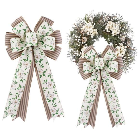 Aodebiao Burlap Bow for Wreath, Easter Farmhouse Burlap Fabric Bow for Front Door Decor Spring Tree Topper Ornament Decorative Bows with String for Wedding Holiday Party Decoration