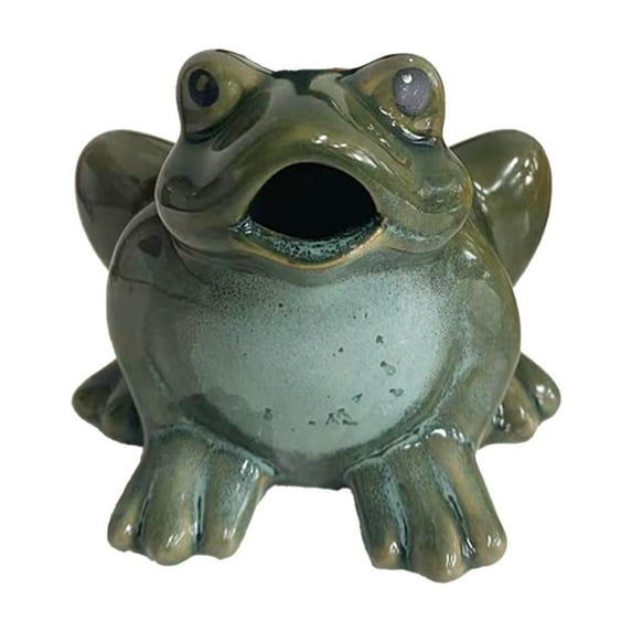 Aodebiao Ceramic Frog Statue Garden Decor Outdoor Ornament Handmade Pottery Sculpture Cute Frog Figurine Courtyard Decorations for Patio Lawn Yard Home Decor