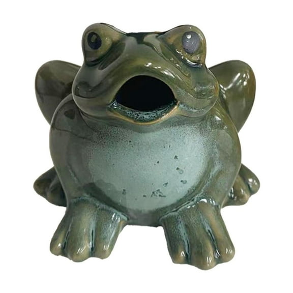 Aodebiao Ceramic Frog Statue Garden Decor Outdoor Ornament Handmade Pottery Sculpture Cute Frog Figurine Courtyard Decorations for Patio Lawn Yard Home Decor