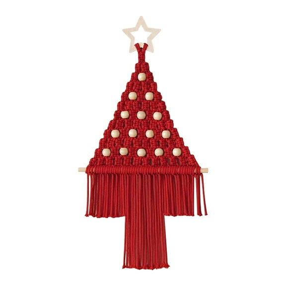 Aodebiao Christmas Tree Macrame Wall Hanging Kit - DIY Holiday Decor for Home, Party & Gifts - Beginner Friendly Handmade Lace Craft with Tree Ornaments & Party Supplies