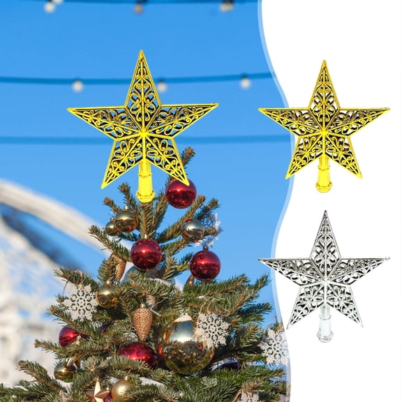 Aodebiao Christmas Tree Topper Star Decorative Ornament with Rotating Projection Light LED Snowflake Hang Decoration for Christmas Tree Indoor Holiday Party Home Decor