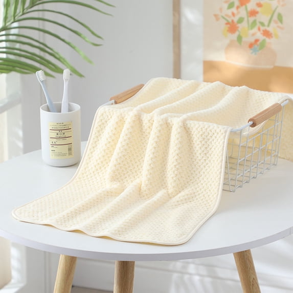 Aodebiao Cotton Waffle Weave Towel 29x13 Inch Absorbent Quick Dry Hand Towel Face Towel for Bathroom Kitchen Spa Gym Hotel Soft Beige Striped Towel