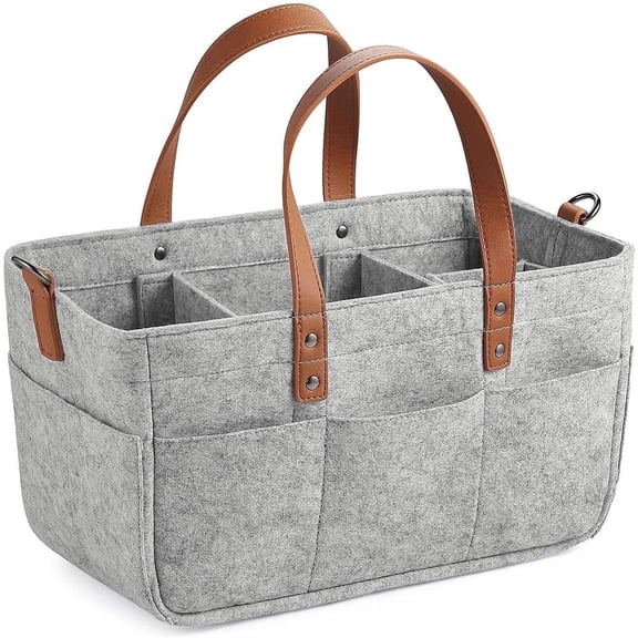 Aodebiao Diaper Caddy Organizer with Handle, Removable Storage Compartments, Car Caddy Organizer, Nursery Diaper Organizer, Portable Diaper Holder Organizer