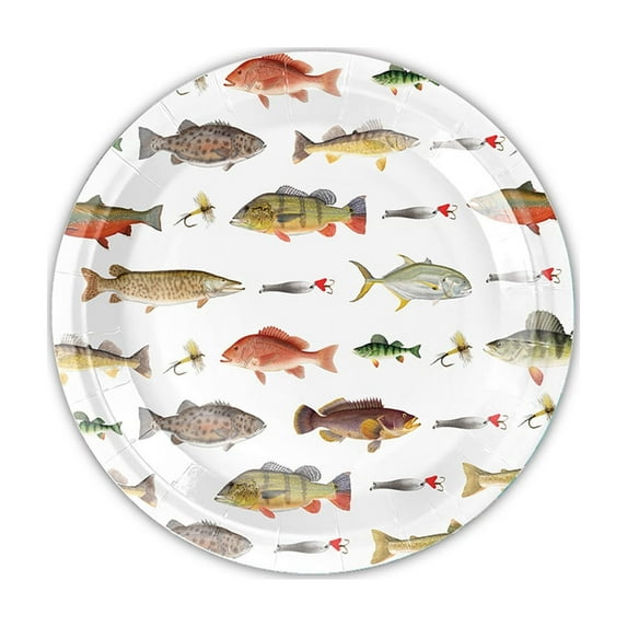 Aodebiao Fishing Theme Party Supplies Birthday Decoration Kit Disposable Tableware Set Plates Cups for Themed Events
