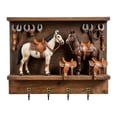 thumbnail image 1 of Aodebiao Flat-Panel Wooden Horse Tack Key Hook Desert Decorative Hooks Rack Wall Art Decor Wooden Key Holder for Wall 4 Alloy Hooks for Kitchen Entryway Gifts, 1 of 9