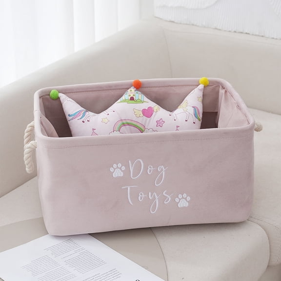 Aodebiao Foldable Storage Basket - Small Collapsible Canvas Containers Organizers with Handle for Home Decor or Storing Toys, Keys, Sundries, Little Crafts. 16*12*8 inches