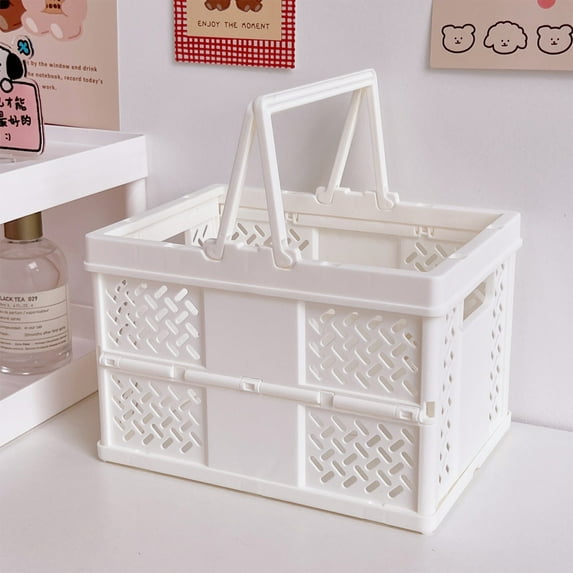 Aodebiao Folding Storage Basket,Shopping Basket, Picnic Basket, Basket with Handle, Collapsible Plastic Folding Box, Storage Crates for Home, Office,Garage