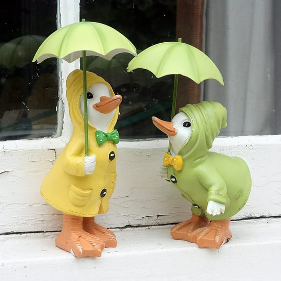 Aodebiao Garden Duck Statue with Umbrella - Cute Outdoor Decor for Yard, Patio, Balcony - Weatherproof Hand-Painted Figurine (12cm) - Funny Gift for Home & Garden Decoration