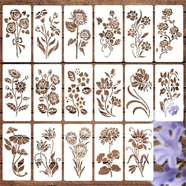Aodebiao Garden Fence Large Flower Stencils - Reusable Floral Stencil Decoration for Painting on Wood Walls Pattern, Jumbo Sunflower Yard Spray Paint Big Crafts Floor Stencils