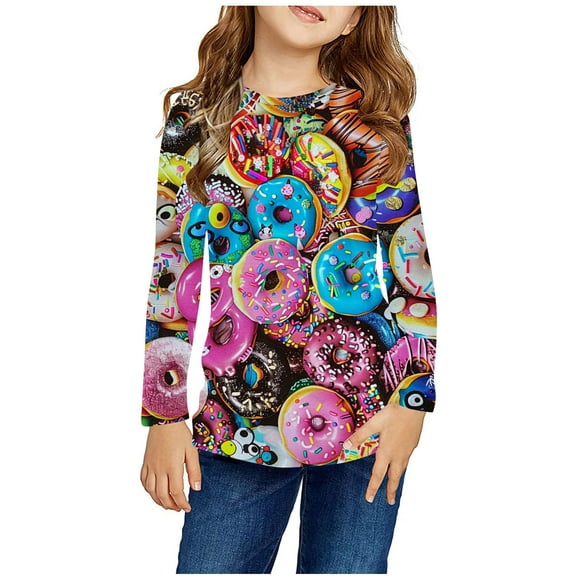 Aodebiao Girls Fashion Long Sleeve Prints Shirts Cute Crewnecks Tops Dressy Casual Blouses Clothes Item-