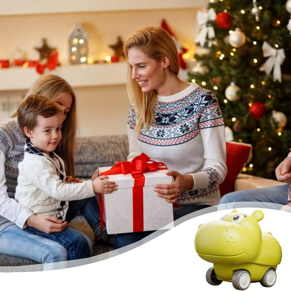 Aodebiao Hippo Push Car Toy Inertia Powered Animal Vehicle Fun Educational Playtime Gift for Toddlers Indoor Outdoor Activity