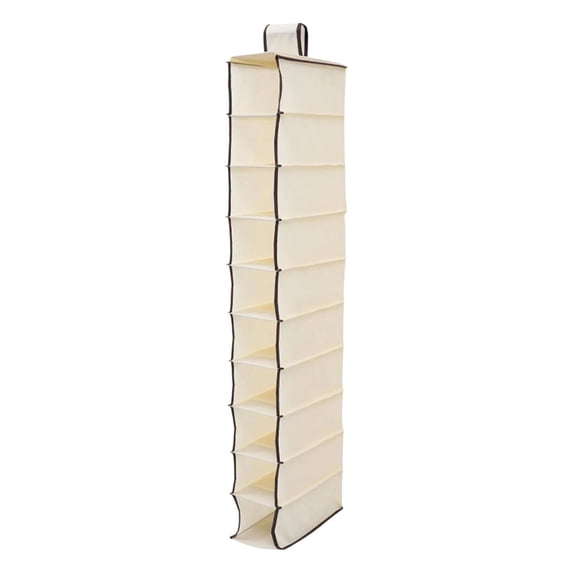 Aodebiao Household Essentials Hanging Shoe Organizer, Natural Canvas, Clothes Storage, 10 Pockets , Collapsible