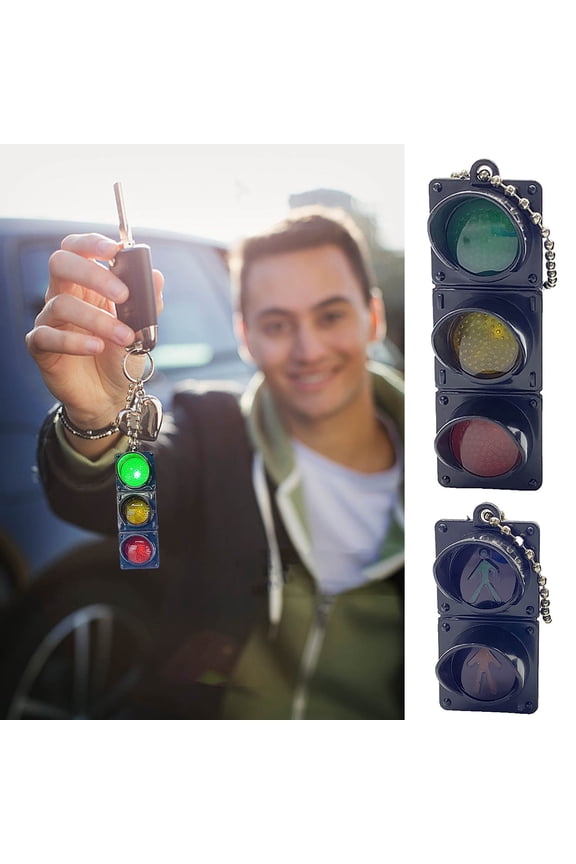 LED Traffic Light Keychain Backpack Pendant Electronic Toy Flashing Light Novelty Gift for Teens Students Party Favors Cool Gadgets Interactive Fun