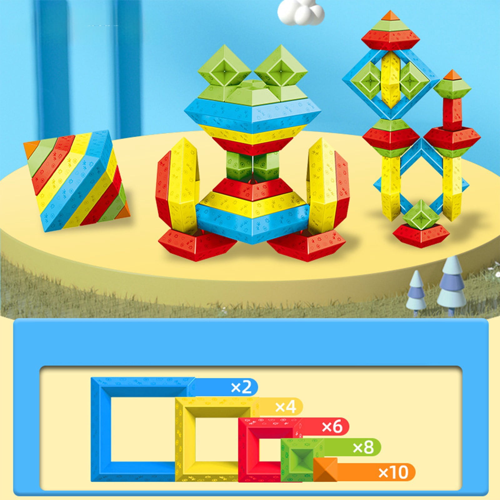 Aodebiao Magnetic Building Blocks STEM Learning Toys Educational Construction Set for Creative Play Developmental Gift